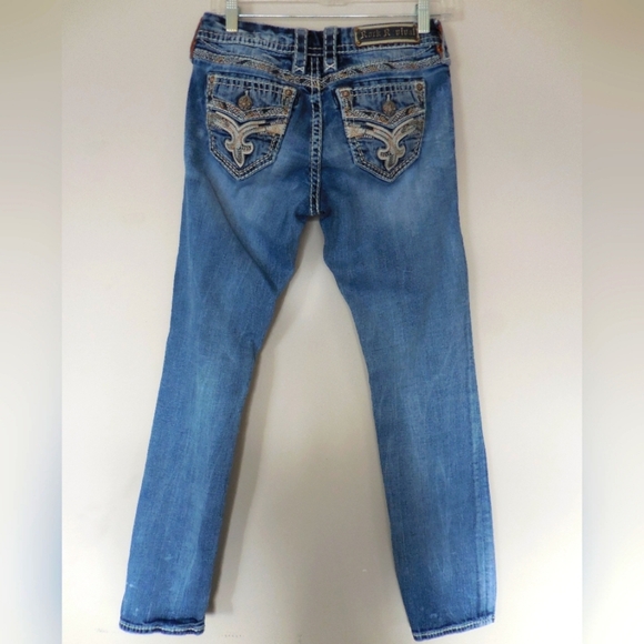 Rock Revival Denim - Rock Revival Women Lupe Easy Straight Leg Jean Size 27 Orange/white/cream Stitch